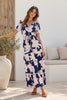 Jayda dress - navy/blush-Pash + Evolve-*V neck *Short sleeve *Drawstring waist *Midi length *Floral print *100% Rayon-Pash + Evolve