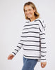 Jayne Stripe Throw On Top - White/ Dark Sapphire-Foxwood-The Jayne Throw on Top is the perfect lightweight long sleeve to take you through the seasons. Cut from a comfy, cotton slub jersey this women's top features a crew neck, trendy exposed stitching and side split hi-low hem. Seriously versatile we know you'll be wearing this on repeat. Round neckline Design lines Raw edge details 100% Cotton Our model is 176cm and wears Size 10-Pash + Evolve