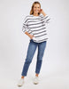 Jayne Stripe Throw On Top - White/ Dark Sapphire-Foxwood-The Jayne Throw on Top is the perfect lightweight long sleeve to take you through the seasons. Cut from a comfy, cotton slub jersey this women's top features a crew neck, trendy exposed stitching and side split hi-low hem. Seriously versatile we know you'll be wearing this on repeat. Round neckline Design lines Raw edge details 100% Cotton Our model is 176cm and wears Size 10-Pash + Evolve
