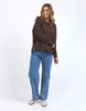 Jayne Throw On Top - Coffee Bean-Foxwood-The Jayne Throw on Top is the perfect lightweight long sleeve to take you through the seasons. Cut from a comfy, cotton slub jersey this women's top features a crew neck, trendy exposed stitching and side split hi-low hem. Seriously versatile we know you'll be wearing this on repeat. Round neckline Design lines Raw edge details 100% Cotton Model is wearing a size 10-Pash + Evolve