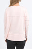 Jayne Throw On Top - Pale Pink-Foxwood-The Jayne Throw on Top is the perfect lightweight long sleeve to take you through the seasons. Cut from a comfy, cotton slub jersey this women's top features a crew neck, trendy exposed stitching and side split hi-low hem. Seriously versatile we know you'll be wearing this on repeat. Round neckline Design lines Raw edge details 100% Cotton Our model is 176cm and wears Size 10-Pash + Evolve