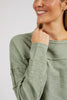 Jayne Throw On Top - Sage-Foxwood-The Jayne Throw on Top is the perfect lightweight long sleeve to take you through the seasons. Cut from a comfy, cotton slub jersey this women's top features a crew neck, trendy exposed stitching and side split hi-low hem. Seriously versatile we know you'll be wearing this on repeat. 100% COTTON JERSEY Designed in Australia-Pash + Evolve