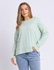 Jayne Throw On Top - Subdued Mint-Foxwood-The Jayne Throw on Top is the perfect lightweight long sleeve to take you through the seasons. Cut from a comfy, cotton slub jersey this women's top features a crew neck, trendy exposed stitching and side split hi-low hem. Seriously versatile we know you'll be wearing this on repeat. Round neckline Design lines Raw edge details 100% Cotton Model is wearing a size 10 Our model is 176cm and wears Size 10-Pash + Evolve