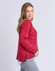 Jayne throw on top - Rhubarb red-Foxwood-The Jayne Throw on Top is the perfect lightweight long sleeve to take you through the seasons. Cut from a comfy, cotton slub jersey this women's top features a crew neck, trendy exposed stitching and side split hi-low hem. Seriously versatile we know you'll be wearing this on repeat. Round neckline Design lines Raw edge details 100% Cotton Model is wearing a size 10-Pash + Evolve
