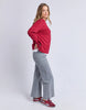 Jayne throw on top - Rhubarb red-Foxwood-The Jayne Throw on Top is the perfect lightweight long sleeve to take you through the seasons. Cut from a comfy, cotton slub jersey this women's top features a crew neck, trendy exposed stitching and side split hi-low hem. Seriously versatile we know you'll be wearing this on repeat. Round neckline Design lines Raw edge details 100% Cotton Model is wearing a size 10-Pash + Evolve