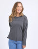 Jayne throw on top - charcoal-Foxwood-The Jayne Throw on Top is the perfect lightweight long sleeve to take you through the seasons. Cut from a comfy, cotton slub jersey this women's top features a crew neck, trendy exposed stitching and side split hi-low hem. Seriously versatile we know you'll be wearing this on repeat. Round neckline Design lines Raw edge details 100% Cotton Model is wearing a size 10-Pash + Evolve