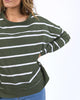 Jayne throw on top - khaki/white stripe-Foxwood-The Jayne Throw on Top is the perfect lightweight long sleeve to take you through the seasons. Cut from a comfy, cotton slub jersey this women's top features a crew neck, trendy exposed stitching and side split hi-low hem. Seriously versatile we know you'll be wearing this on repeat. Round neckline Design lines Raw edge details 100% Cotton Our model is 176cm and wears Size 10-Pash + Evolve