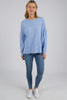 Jayne throw on top - light blue-Foxwood-The Jayne Throw on Top is the perfect lightweight long sleeve to take you through the seasons. Cut from a comfy, cotton slub jersey this women's top features a crew neck, trendy exposed stitching and side split hi-low hem. Seriously versatile we know you'll be wearing this on repeat. 100% COTTON JERSEY Designed in Australia-Pash + Evolve