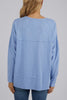 Jayne throw on top - light blue-Foxwood-The Jayne Throw on Top is the perfect lightweight long sleeve to take you through the seasons. Cut from a comfy, cotton slub jersey this women's top features a crew neck, trendy exposed stitching and side split hi-low hem. Seriously versatile we know you'll be wearing this on repeat. 100% COTTON JERSEY Designed in Australia-Pash + Evolve