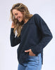 Jayne throw on top - navy-Foxwood-The Jayne Throw on Top is the perfect lightweight long sleeve to take you through the seasons. Cut from a comfy, cotton slub jersey this women's top features a crew neck, trendy exposed stitching and side split hi-low hem. Seriously versatile we know you'll be wearing this on repeat. Round neckline Design lines Raw edge details 100% Cotton Our model is 176cm and wears Size 10-Pash + Evolve