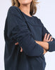 Jayne throw on top - navy-Foxwood-The Jayne Throw on Top is the perfect lightweight long sleeve to take you through the seasons. Cut from a comfy, cotton slub jersey this women's top features a crew neck, trendy exposed stitching and side split hi-low hem. Seriously versatile we know you'll be wearing this on repeat. Round neckline Design lines Raw edge details 100% Cotton Our model is 176cm and wears Size 10-Pash + Evolve