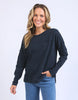 Jayne throw on top - navy-Foxwood-The Jayne Throw on Top is the perfect lightweight long sleeve to take you through the seasons. Cut from a comfy, cotton slub jersey this women's top features a crew neck, trendy exposed stitching and side split hi-low hem. Seriously versatile we know you'll be wearing this on repeat. Round neckline Design lines Raw edge details 100% Cotton Our model is 176cm and wears Size 10-Pash + Evolve