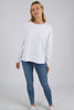 Jayne throw on top - white-Foxwood-The Jayne Throw on Top is the perfect lightweight long sleeve to take you through the seasons. Cut from a comfy, cotton slub jersey this women's top features a crew neck, trendy exposed stitching and side split hi-low hem. Seriously versatile we know you'll be wearing this on repeat. 100% COTTON JERSEY Designed in Australia-Pash + Evolve