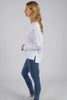 Jayne throw on top - white-Foxwood-The Jayne Throw on Top is the perfect lightweight long sleeve to take you through the seasons. Cut from a comfy, cotton slub jersey this women's top features a crew neck, trendy exposed stitching and side split hi-low hem. Seriously versatile we know you'll be wearing this on repeat. 100% COTTON JERSEY Designed in Australia-Pash + Evolve