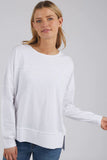 Jayne throw on top - white-Foxwood-The Jayne Throw on Top is the perfect lightweight long sleeve to take you through the seasons. Cut from a comfy, cotton slub jersey this women's top features a crew neck, trendy exposed stitching and side split hi-low hem. Seriously versatile we know you'll be wearing this on repeat. 100% COTTON JERSEY Designed in Australia-Pash + Evolve