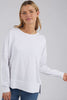 Jayne throw on top - white-Foxwood-The Jayne Throw on Top is the perfect lightweight long sleeve to take you through the seasons. Cut from a comfy, cotton slub jersey this women's top features a crew neck, trendy exposed stitching and side split hi-low hem. Seriously versatile we know you'll be wearing this on repeat. 100% COTTON JERSEY Designed in Australia-Pash + Evolve