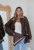 Jordan Bomber - Chocolate suede-Pash + Evolve-*Faux suede *Balloon Sleeve *Collar *Zip down front-Pash + Evolve