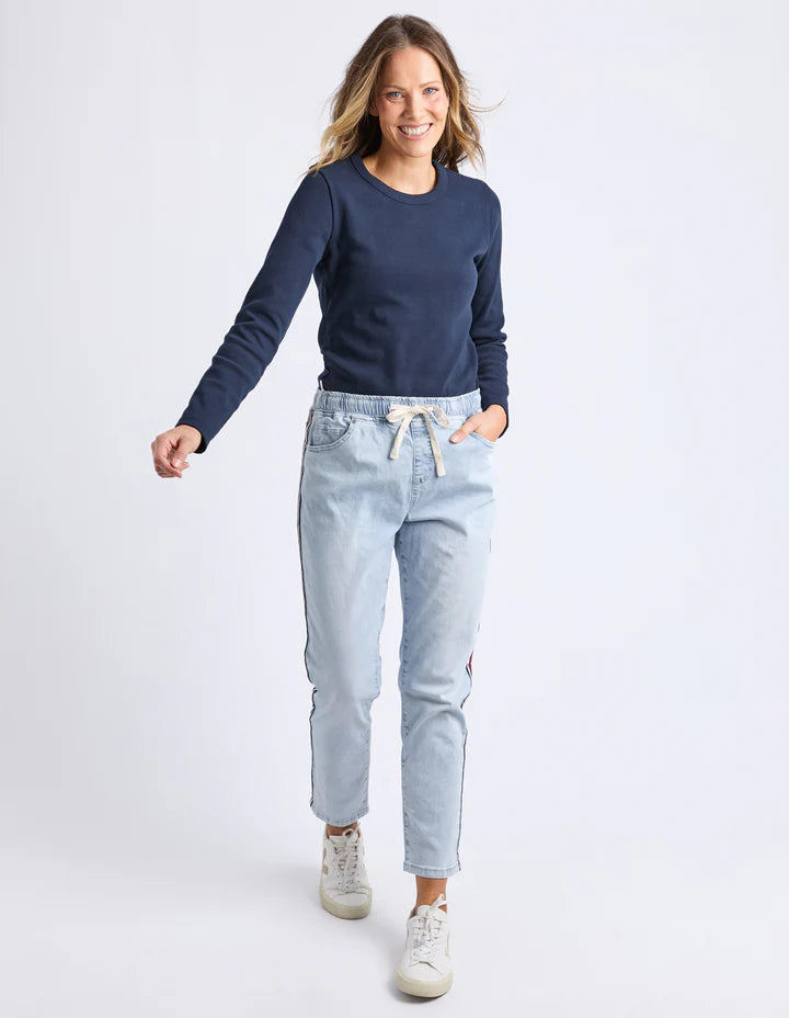 Juliette Taped Jogger - Vintage Pale Blue-Foxwood-Comfort meets style with the Juliette Taped Jogger! Featuring an elastic waist with draw cord, side tape detailing, and side pockets, these joggers bring that perfect balance of laid-back vibes and sporty chic. Whether you’re lounging or on the go, these joggers will keep you comfy and looking effortlessly cool all day long! Elastic waist with draw cord Side tape detail Side pockets 94% Cotton 4% Polyester 2% Elastane Model is 176cm and wears size 10-Pash + 