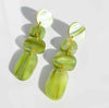 Juno earrings - sage-Hagen + Co-A contemporary earring with drops of organic shapes in a beautiful sage green coloured marble acrylic. So sleek and timeless. *Materials: Acrylic*Nickel Free earring posts *Light weight and easy to wear. *Earring: 16mm x 65mm *Packaged in a gift box-Pash + Evolve