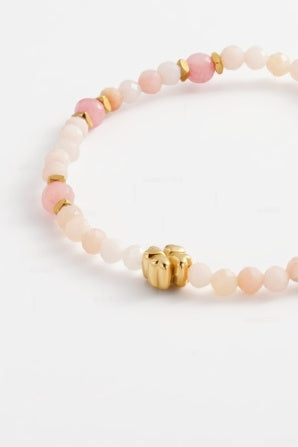 Karly bracelet - pastel-Zafino-A refined beaded bracelet in soft blush tones with gold accents—gentle, balanced, and ideal for everyday styling *18K Gold Plated Solid Stainless Steel Base *17.5cm Elastic *Water proof: Can be worn in the ocean or pool-Pash + Evolve