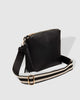 Kasey Stripe crossbody Bag - Black-Louenhide-Bags-The Louenhide Kasey Black Crossbody Bag with Stripe Strap is a classic women's everyday bag with elevated style. Designed in a soft and slouchy design, this casual crossbody bag is a smaller take on our best-selling Daisy Crossbody Bag. Secure your favourite products in either the zip pocket, the two slip pockets or in the interior compartment for your bigger items such as sunglasses, purse and phone with ease. Complete your relaxed luxe look with the matchi