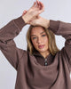 Knit collar crew - coffee-Foxwood-Front zip neck opening Sleeve panel detail Knit collar and cuff detail MAIN: 85% Cotton 15% Polyester CONTRAST: 100% Cotton Our model is 176cm and wears Size 10-Pash + Evolve