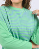 Kova sweat - dusk blue/green stripe-Elm-*Long sleeve *Side splits *Striped *Dusk blue/green stripe *Round neck *100% Cotton-Pash + Evolve