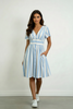 Lara dress - blue/white-Pash + Evolve-*V neck *Button down *Above knee length *blue/white stripe *Short sleeve *Elasticated back-Pash + Evolve