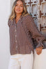 Lara shirt - Chocolate/White stripe-Pash + Evolve-*Button down *Comes with Chocolate cami *Long sleeve *Sleeve detail-Pash + Evolve