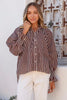 Lara shirt - Chocolate/White stripe-Pash + Evolve-*Button down *Comes with Chocolate cami *Long sleeve *Sleeve detail-Pash + Evolve