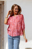 Leah top - pink/red-Pash + Evolve-*Pink/red swirl *Elasticated cuff *Button down front *Lightweight material-Pash + Evolve