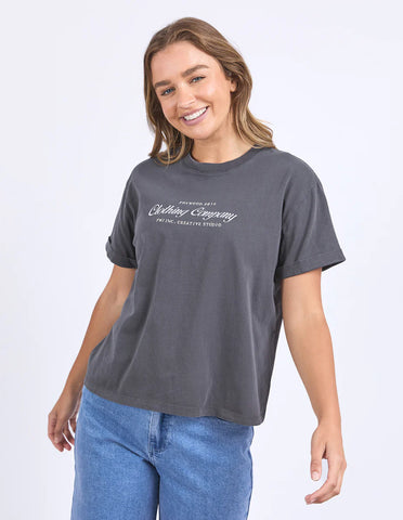Half Collar Tee - Ecru Falling Hearts