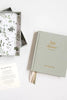 Little dreamer baby journal - sage-Pash + Evolve-A keepsake to be passed down to your little dreamer.A memento to imprint those moments easily forgotten in the fog of early parenthood.A journal of the milestones and memories, the hilarious and heart-warming.A time capsule of your little one’s history, heritage and home. Designed in collaboration with Gemma Peanut. FEATURES: Eighteen tabbed chapters, documenting pregnancy, parent profiles, family, birth and each month for the first twelve months of a little 