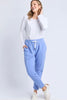 Lobby pant - Cornflower-Elm-The lovely lobby pant are a throw on and go style ideal for everyday wear. Featuring an elastic waist and draw cord for extra all-day comfort. Elastic waist and pockets Tapered leg Best seller Made with french terry cotton 95% Cotton, 5% Elastane-Pash + Evolve