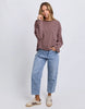 Lola Stripe Long Sleeve - Coffee/Dusty Rose-Foxwood-Meet your new everyday favourite – the Lola Stripe Long Sleeve. Lola is designed for easy, throw-on-and-go styling. Featuring a classic crew neckline, dropped shoulders and a soft drape through the body, this long sleeve tee brings that laid-back Foxwood feel to your everyday wardrobe. Finished with a centre back seam detail for that extra hint of style, it’s the perfect piece to pair with your go-to denim and sneakers. 100% Cotton Yarn dyed stripe Contra