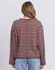 Lola Stripe Long Sleeve - Coffee/Dusty Rose-Foxwood-Meet your new everyday favourite – the Lola Stripe Long Sleeve. Lola is designed for easy, throw-on-and-go styling. Featuring a classic crew neckline, dropped shoulders and a soft drape through the body, this long sleeve tee brings that laid-back Foxwood feel to your everyday wardrobe. Finished with a centre back seam detail for that extra hint of style, it’s the perfect piece to pair with your go-to denim and sneakers. 100% Cotton Yarn dyed stripe Contra