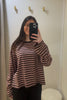 Lola stripe long sleeve - lilac/coffee-Foxwood-Meet your new everyday favourite – the Lola Stripe Long Sleeve. Lola is designed for easy, throw-on-and-go styling. Featuring a classic crew neckline, dropped shoulders and a soft drape through the body, this long sleeve tee brings that laid-back Foxwood feel to your everyday wardrobe. Finished with a centre back seam detail for that extra hint of style, it’s the perfect piece to pair with your go-to denim and sneakers. 100% Cotton Yarn dyed stripe Contrast ne