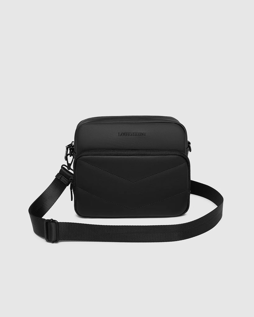 London Camera Crossbody Bag - Black-Louenhide-The Louenhide London Black Camera Bag strikes the perfect balance between simplicity and style. While the classic, compact shape is perfect for storing more than the everyday essentials, the multi-compartment design keeps everything you need within reach. From your phone, wallet and keys to your digital camera, a small water bottle and more - when life is on-the-go, take a bag that’s built for movement. Featuring an adjustable webbing strap to ensure comfort, th