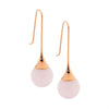 Long drop earrings rose quartz ball - rose gold-Ellani-Stainless steel with rose gold IP plating Comes packaged in gorgeous Ellani packaging-Pash + Evolve