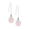 Long drop earrings with rose quartz ball - silver-Ellani-Stainless steel Comes packaged in gorgeous Ellani packaging-Pash + Evolve