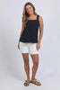 Lourdes top - navy-Foxwood-A little drama in the best way. The Lourdes Top (Foxwood Clothing) features an open back with a layered underlay and sweet back tie detail for an unexpected twist. Made from a breezy linen blend with a relaxed fit, it’s the perfect mix of cool, comfy and just a little bit flirty. Relaxed fit Back tie detail Open back with under layer 55% Linen / 45% Viscose Wide straps-Pash + Evolve
