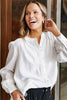 Lucille Blouse - Marshmallow-Elm-Look pretty as a picture in the new Lucille Blouse. This long sleeve linen blend shirt features a pretty front placket, button cuffs and around collar making it easy to layer. Long Sleeve Button through Linen blend Linen Viscose-Pash + Evolve