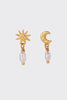 Luna pearl drop - gold-Zarla-A playful drop earring featuring mismatched sun and moon details, finished with a soft pearl. Light-catching and expressive, it brings a warm, sunlit feel with a subtle celestial edge. Effortless, feminine, and designed to stand out. *18K Gold Plated Solid Brass Base *Water proof: Can be worn in the ocean or pool-Pash + Evolve