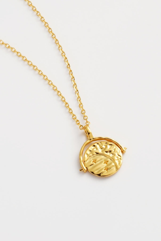 Luna pendant necklace - gold-Zarla-A fine chain finished with a sculpted sun pendant. Light-catching and radiant, it brings a warm, sunlit glow with a subtle celestial edge. Effortless, feminine, and designed to elevate everyday styling. *18K Gold Plated Solid Brass Base *Water proof: Can be worn in the ocean or pool-Pash + Evolve