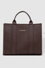 Manhattan Tote Bag - Chocolate-Louenhide-The Louenhide Manhattan Chocolate Tote Bag is a minimalist style work bag in a range of classic and statement colourways. With beautiful top stitched exterior trims and statement handles, this functional bag has ample interior space for all your office essentials. Easily take this tote bag from day to night with the smart polyurethane vegan exterior matched with the colourful contrast nylon lining, this mid-sized tote is great for work or play. This versatile style c