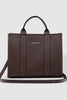 Manhattan Tote Bag - Chocolate-Louenhide-The Louenhide Manhattan Chocolate Tote Bag is a minimalist style work bag in a range of classic and statement colourways. With beautiful top stitched exterior trims and statement handles, this functional bag has ample interior space for all your office essentials. Easily take this tote bag from day to night with the smart polyurethane vegan exterior matched with the colourful contrast nylon lining, this mid-sized tote is great for work or play. This versatile style c