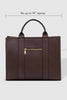 Manhattan Tote Bag - Chocolate-Louenhide-The Louenhide Manhattan Chocolate Tote Bag is a minimalist style work bag in a range of classic and statement colourways. With beautiful top stitched exterior trims and statement handles, this functional bag has ample interior space for all your office essentials. Easily take this tote bag from day to night with the smart polyurethane vegan exterior matched with the colourful contrast nylon lining, this mid-sized tote is great for work or play. This versatile style c
