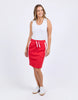 Market Skirt - Red-Foxwood-Power through your day in the Market Skirt. Featuring on-trend side contrast tape, a comfy elastic waist, and handy side pockets, this skirt blends casual cool with effortless style. Made from lightweight fabric, it’s the perfect piece to elevate your everyday wardrobe. Elastic waist Side pockets Side contrast tape detail 100% Cotton Model is wearing a size 10-Pash + Evolve