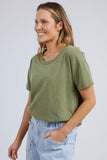 Marley Tee - Sea Kelp-Foxwood-Great new shape for Foxwood. A slightly shorter length and boxy shape this everyday 100% cotton tee features a great colour wash and will be your go-to all season long. Shorter length Boxy shape Green colour 100% cotton-Pash + Evolve