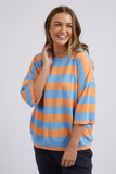 Mazie Block Stripe Sweat - Azure Blue-Elm-The Mazie Sweat Is The Ideal Blend Of Style And Versatility. This Oversized Fit And ¾ Length Sleeves Allow Plenty Of Room For Movement, And The Gorgeous Lightweight Cotton Fabric Make It Ideal For Layering. Best Selling Style Relaxed fit with 3/4 Length Sleeves Waistband and pockets 100% Cotton-Pash + Evolve